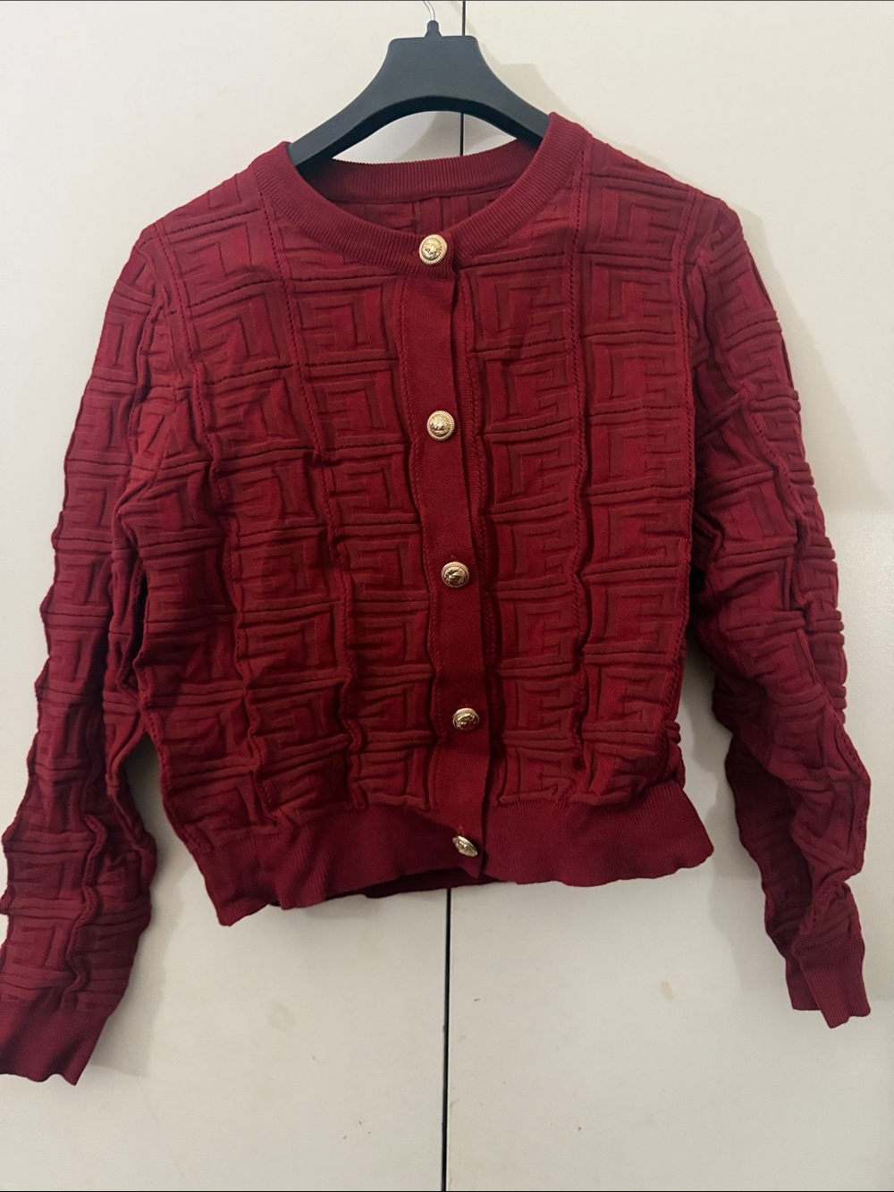 Women’s Textured Burgundy Cardigan Jacket
